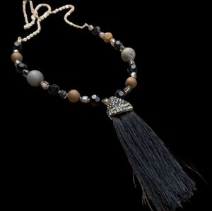 Long Black tassel Necklace